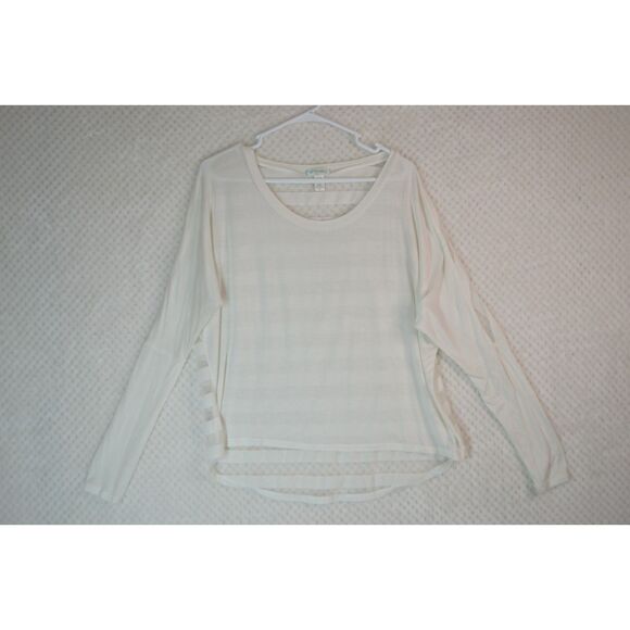 Six Degrees of Separation Women's Medium White Sheer Back Hi Low Top - Picture 1 of 11